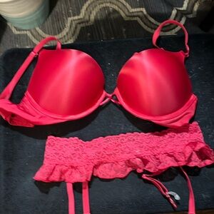 Victoria’s Secret push up bra and lace garter set